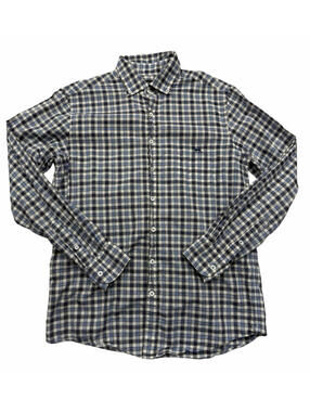 Rodd & Gunn Mile Creek Button-Down Shirt Blue Grey Check Size S